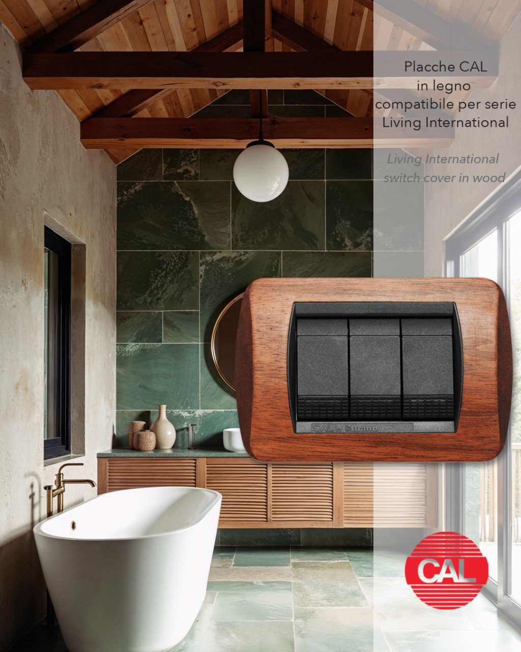 Placca Compatibile BTicino Living International in Legno Noce - immagine 2