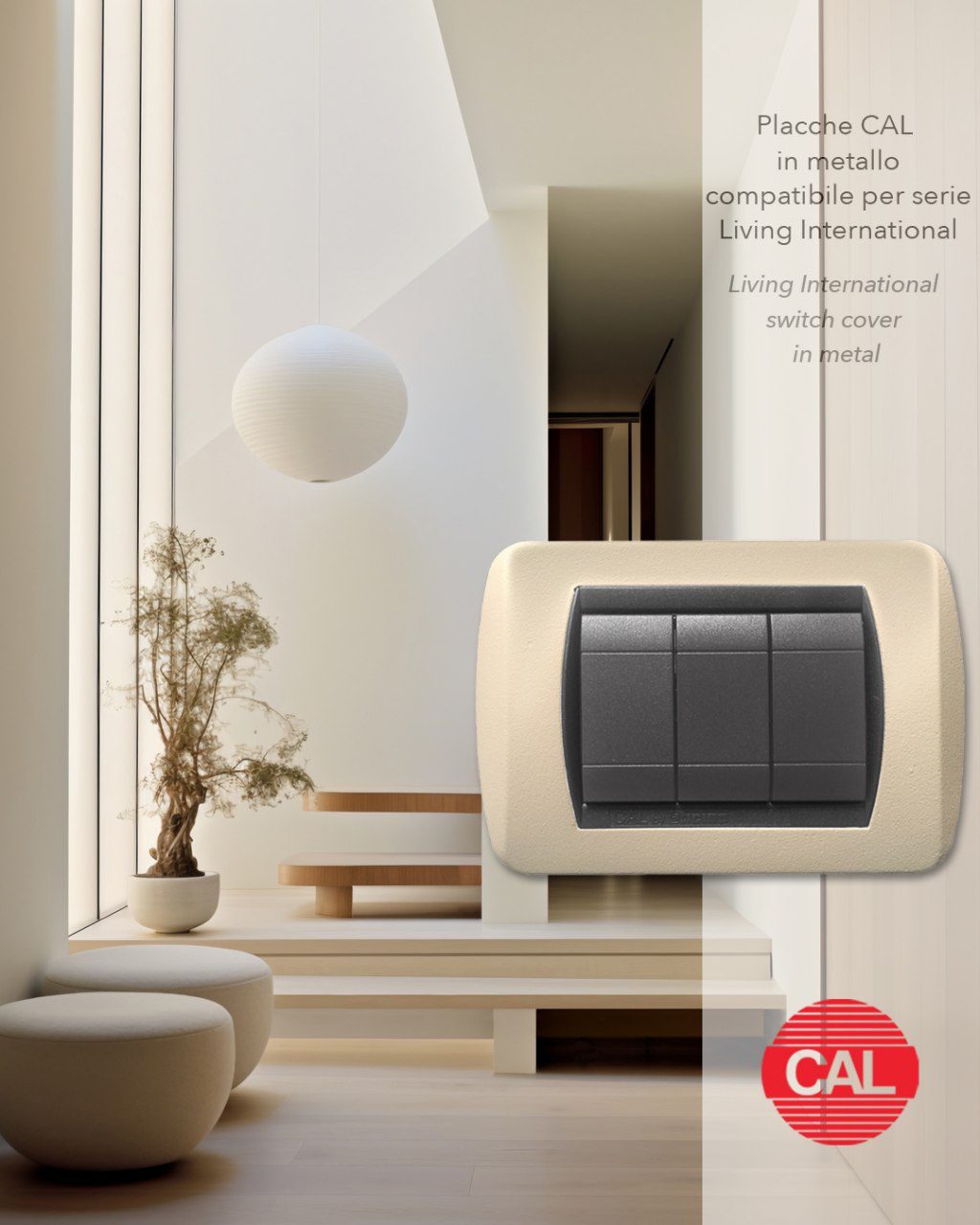 Placca Compatibile BTicino Living International Crema in Metallo - immagine 2