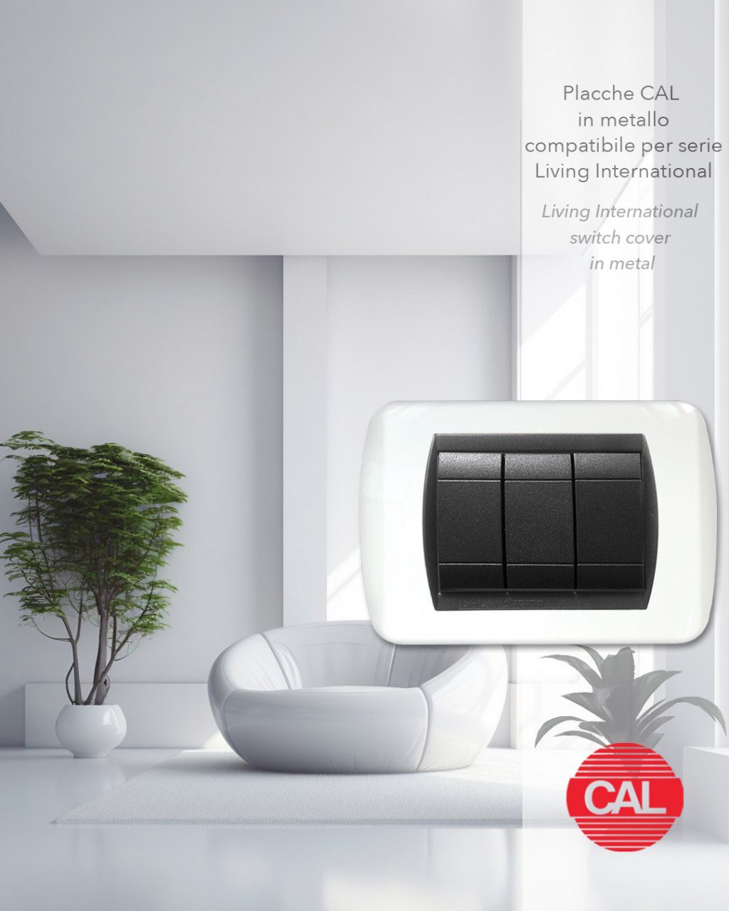Placca Compatibile BTicino Living International Bianco in Metallo - immagine 2