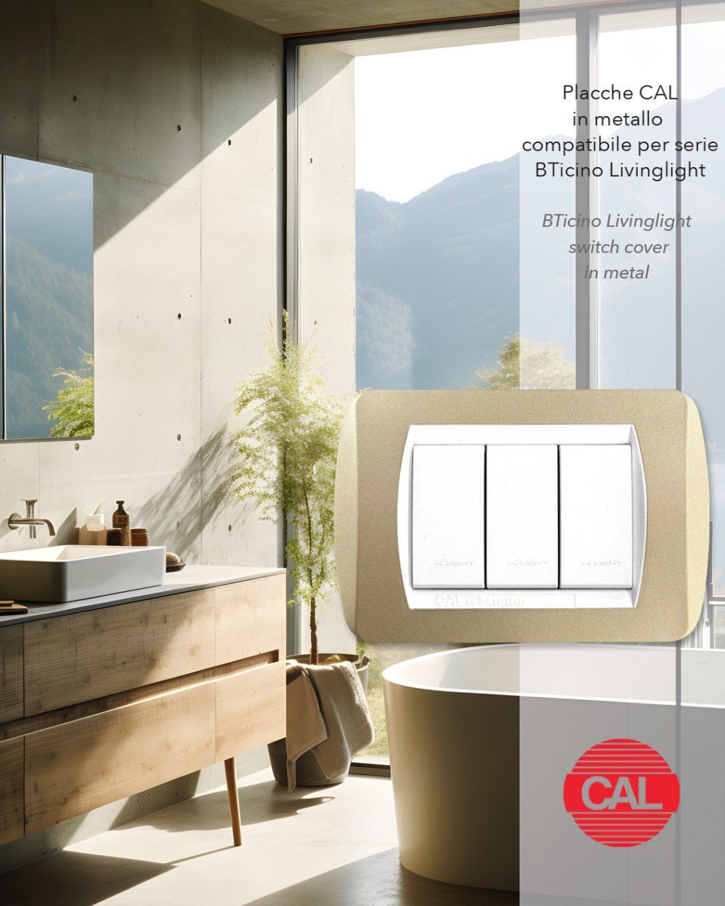 Placca Compatibile BTicino Living Light Champagne Opaco in Metallo | CAL - immagine 2