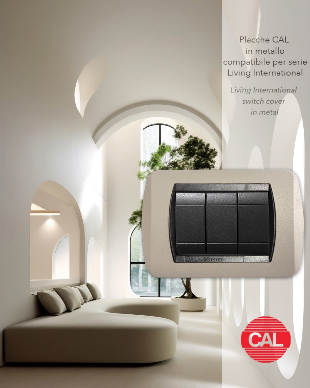 Placca Compatibile BTicino Living International Tortora Opaco in Metallo - immagine 2