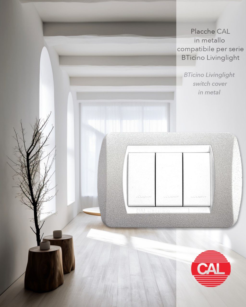 Placca Compatibile BTicino Living Light Argento in Metallo | CAL - immagine 2