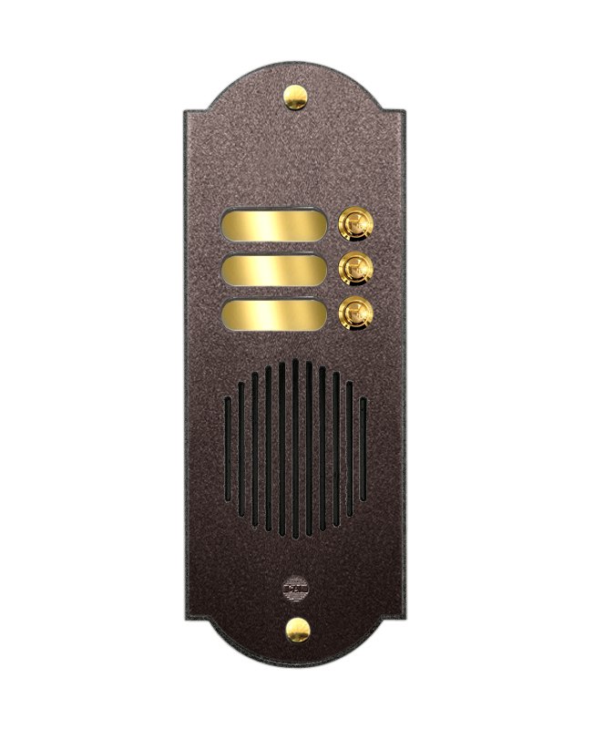 Pulsantiera in Ottone a 3 Pulsanti - Verniciato Marrone