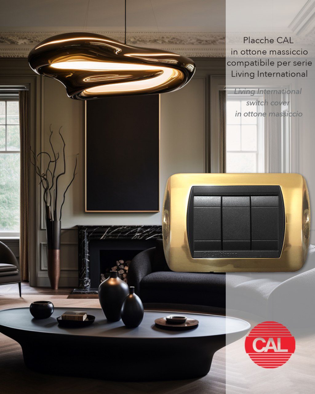 Placca Compatibile BTicino Living International in Ottone Lucido - immagine 2