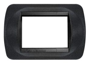 Placca Compatibile BTicino Living International Nero Goffrato in Metallo