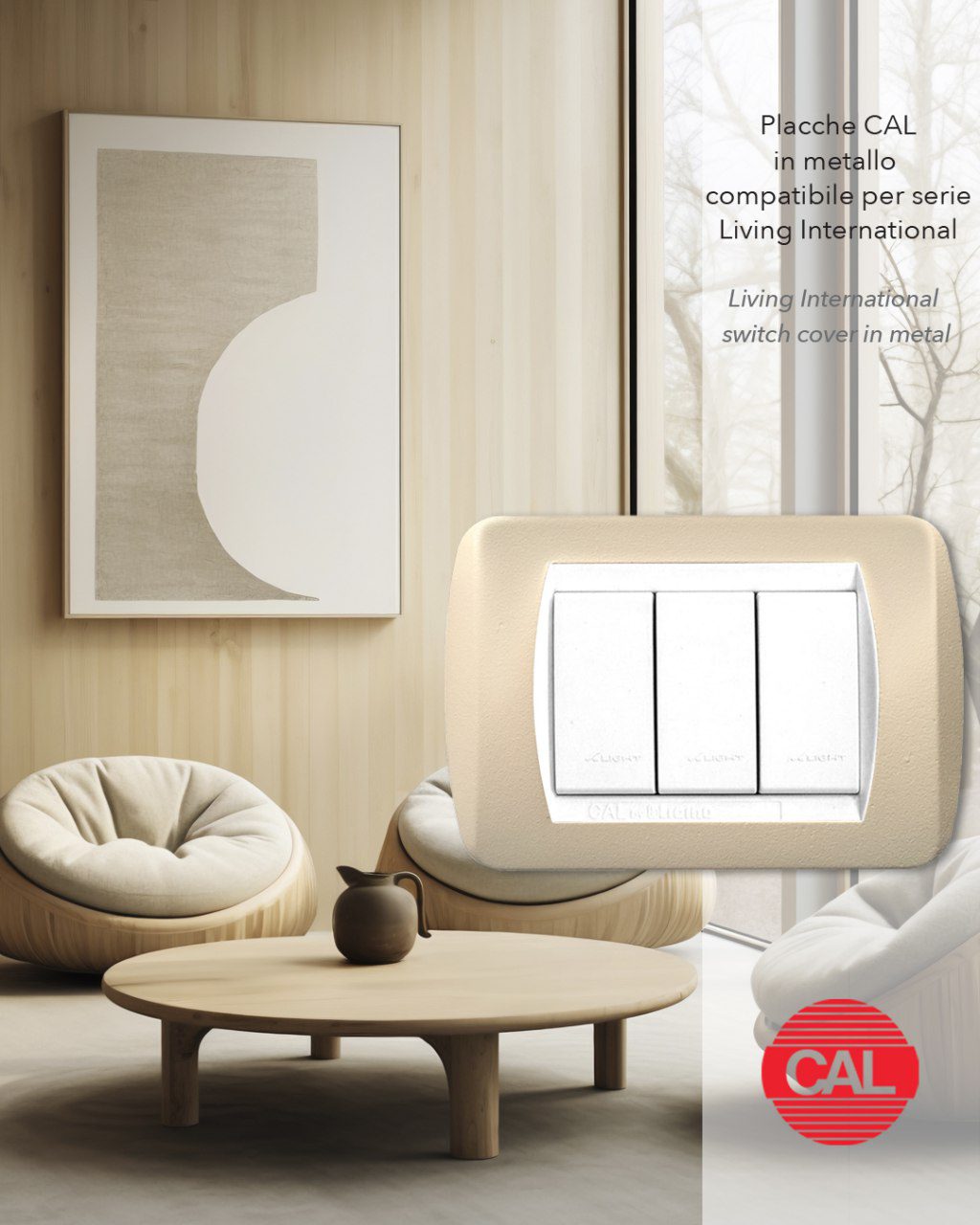 Placca compatibile BTicino Living Light crema ambientata CAL
