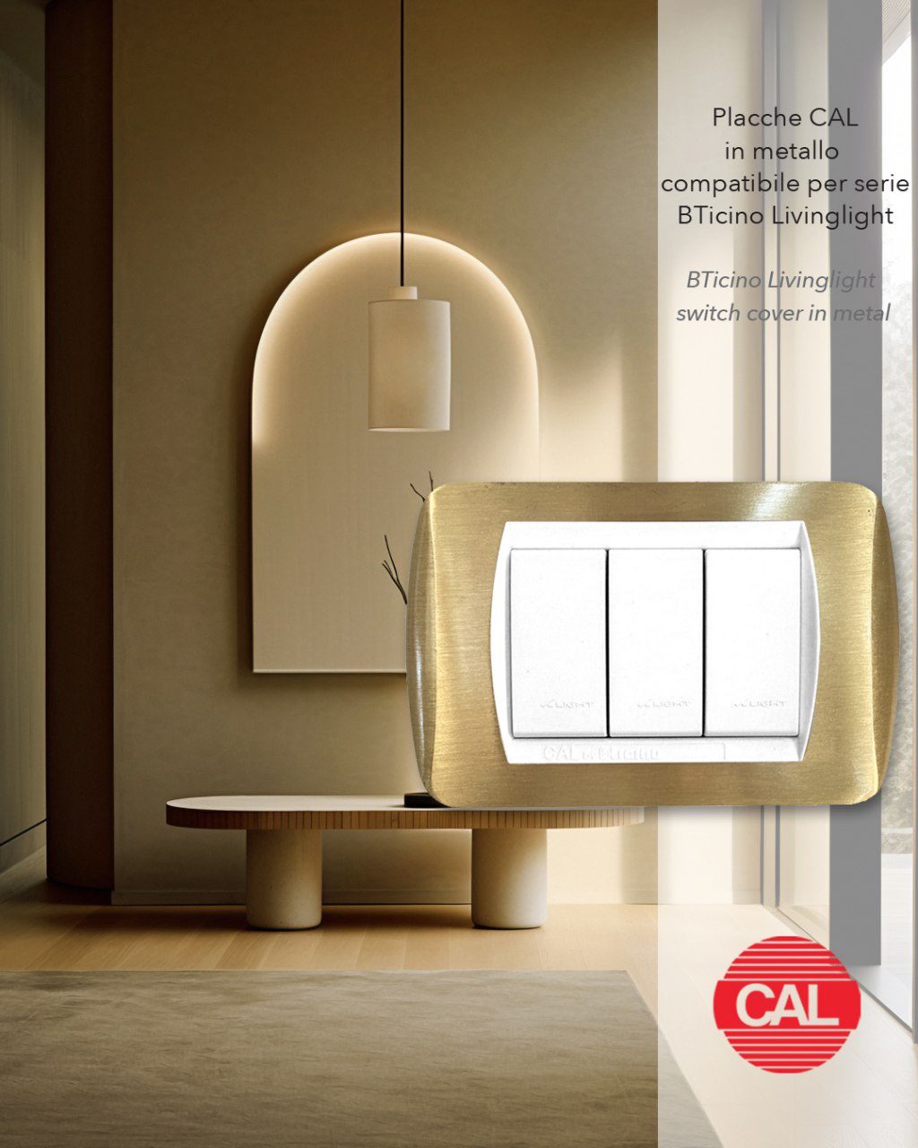 Placca Compatibile BTicino Living Light in Ottone Satinato - immagine 2