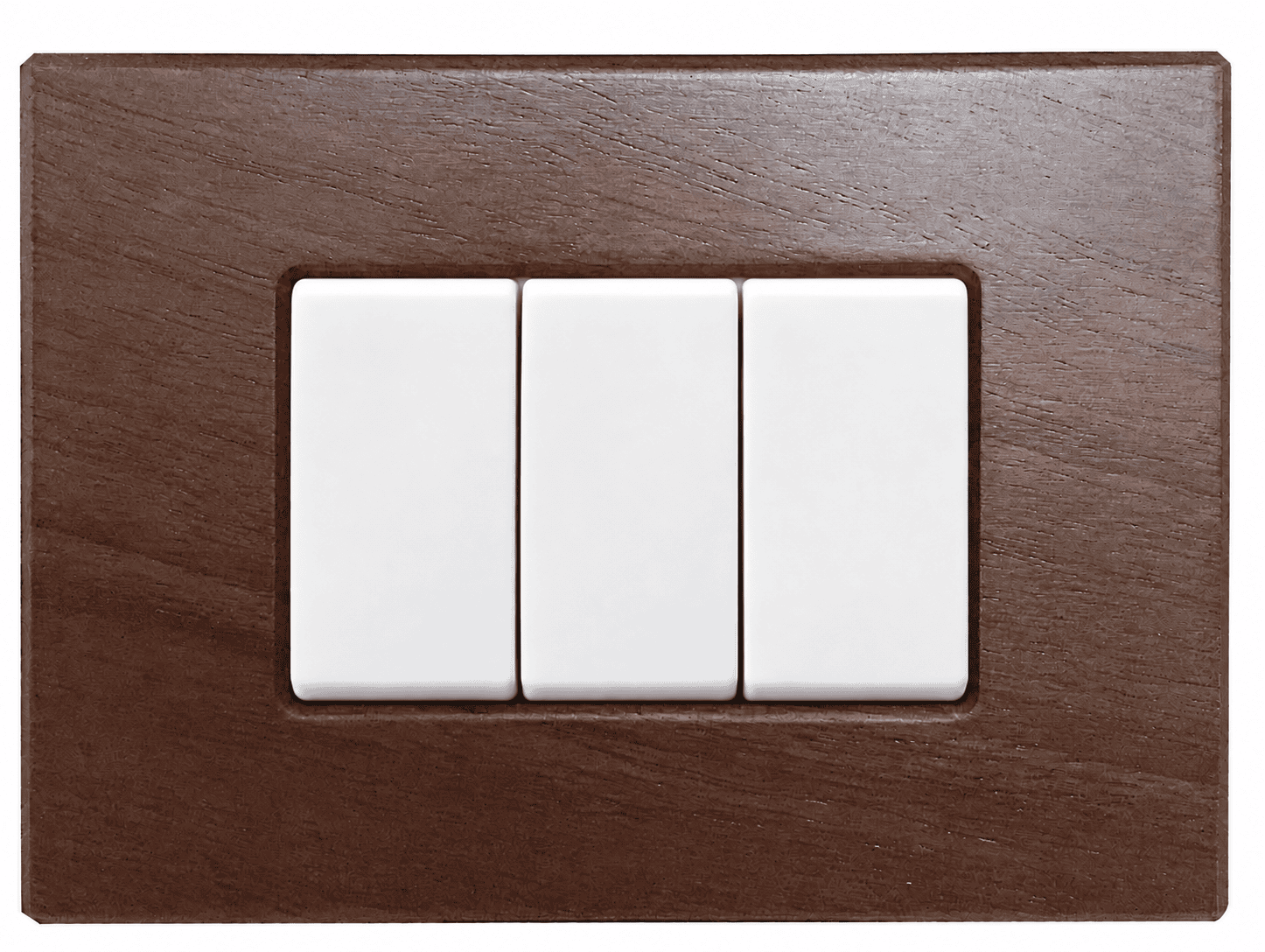 Placca CAL compatibile BTicino Matix in legno noce con tre comandi bianchi