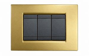 Placca CAL compatibile Vimar Idea oro opaco con tre comandi grigi